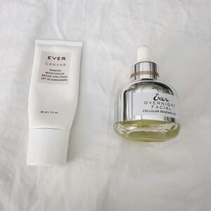 EVER Canvas Priming Moisturizer Sunscreen SPF 30, Overnight Facial Retinol oil